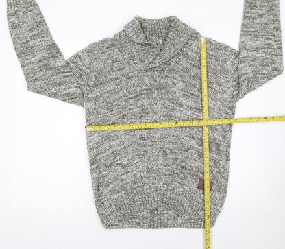Mens UK Size L Solid Grey Pullover Jumper