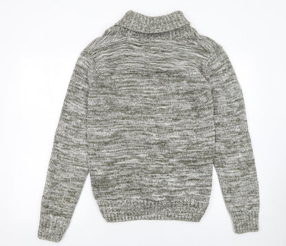 Mens UK Size L Solid Grey Pullover Jumper