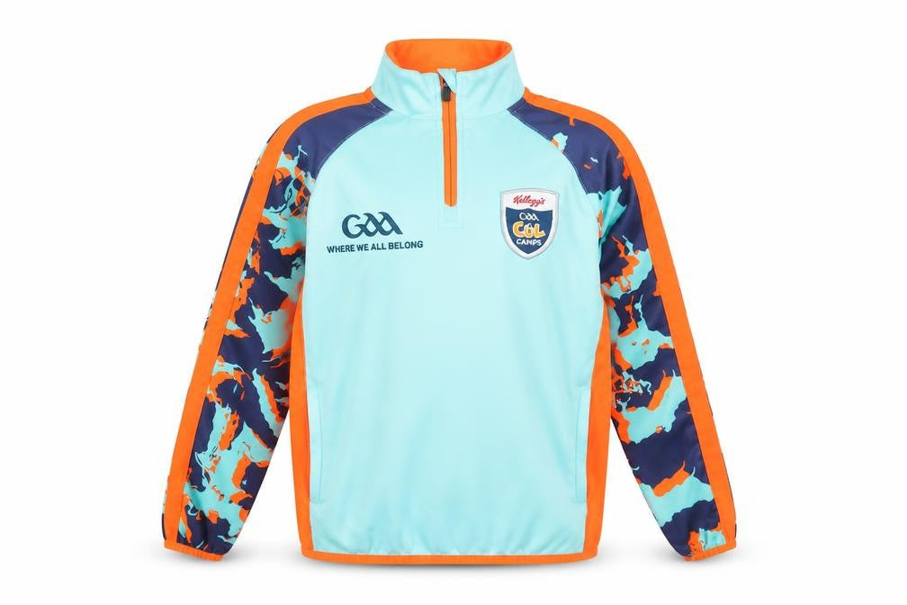 Front view of Masita boys’ blue 2 years henley 1/4 zip sports sweatshirt