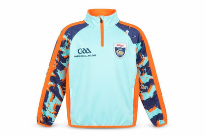 Front view of Masita boys’ blue 2 years henley 1/4 zip sports sweatshirt
