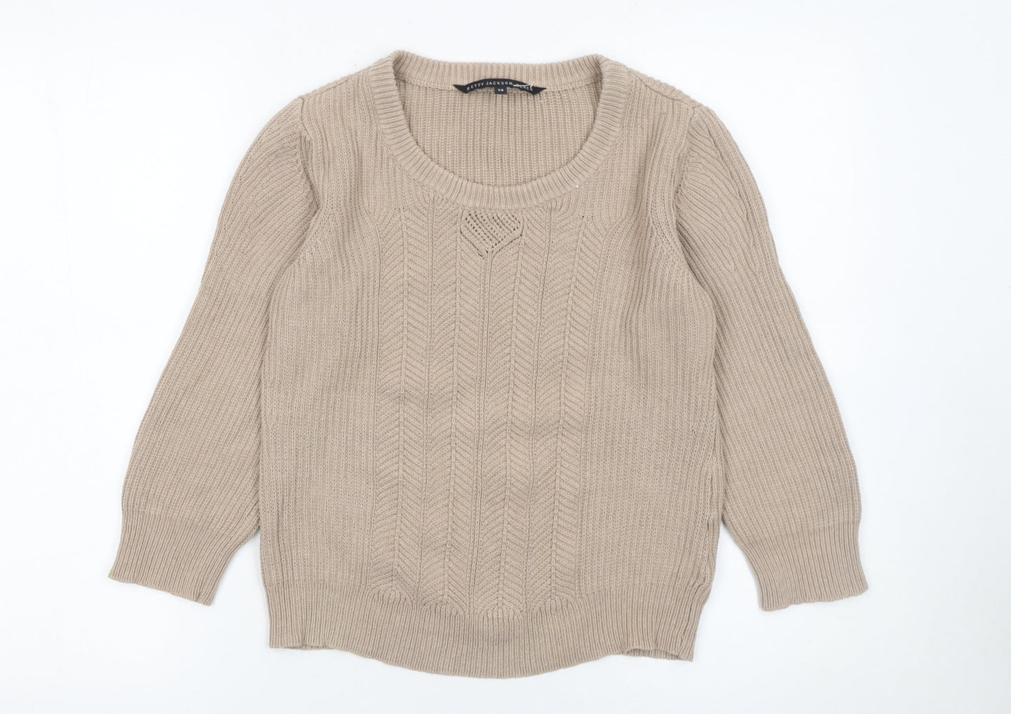 Womens UK Size 14 Betty Jackson Black Beige Pullover Jumper