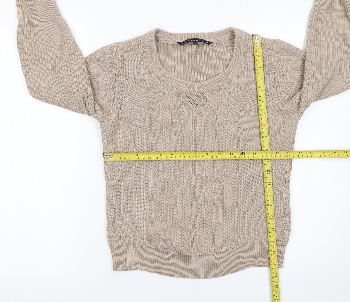 Womens UK Size 14 Betty Jackson Black Beige Pullover Jumper
