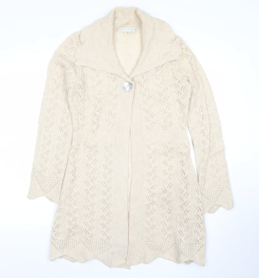 Womens UK Size 12 Rocha John Rocha Beige Cardigan Jumper