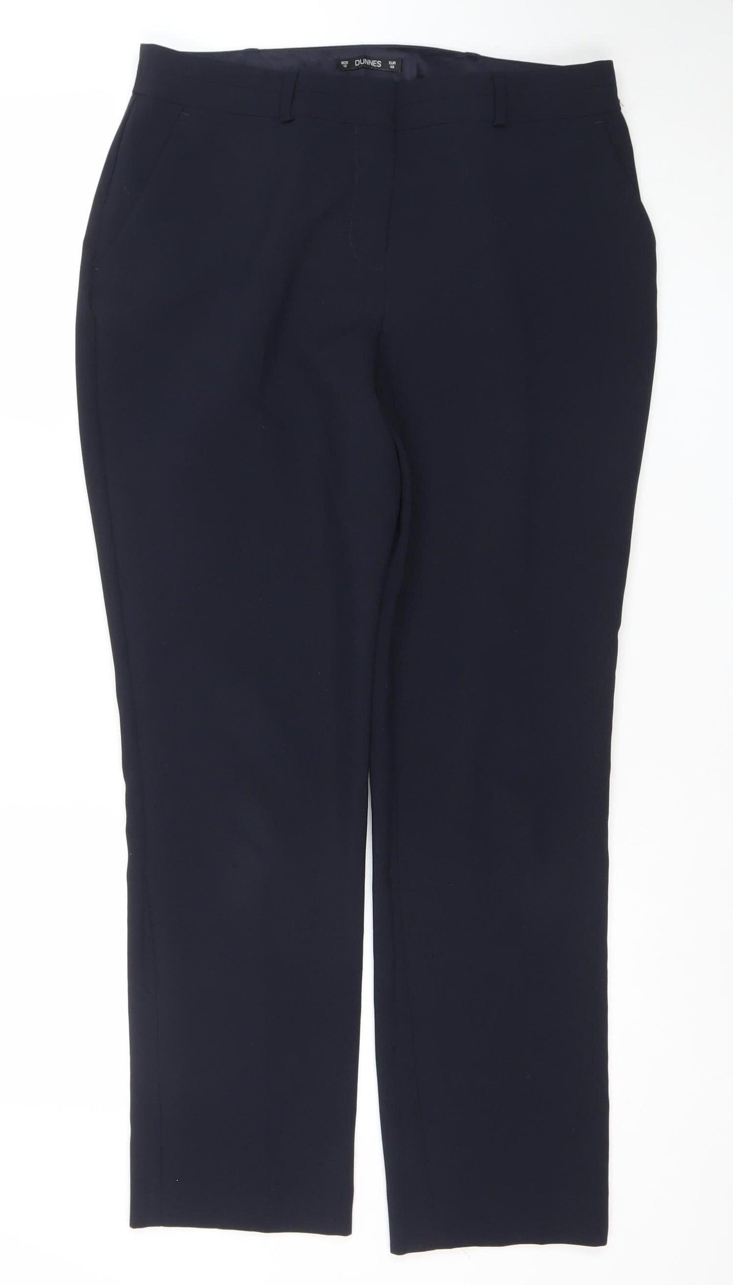 Womens UK Size 12 Dunnes Regular Fit Business Casual Workwear Blue Trousers