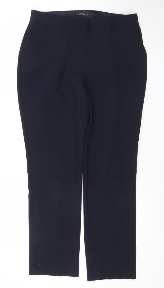 Womens UK Size 12 Dunnes Regular Fit Business Casual Workwear Blue Trousers