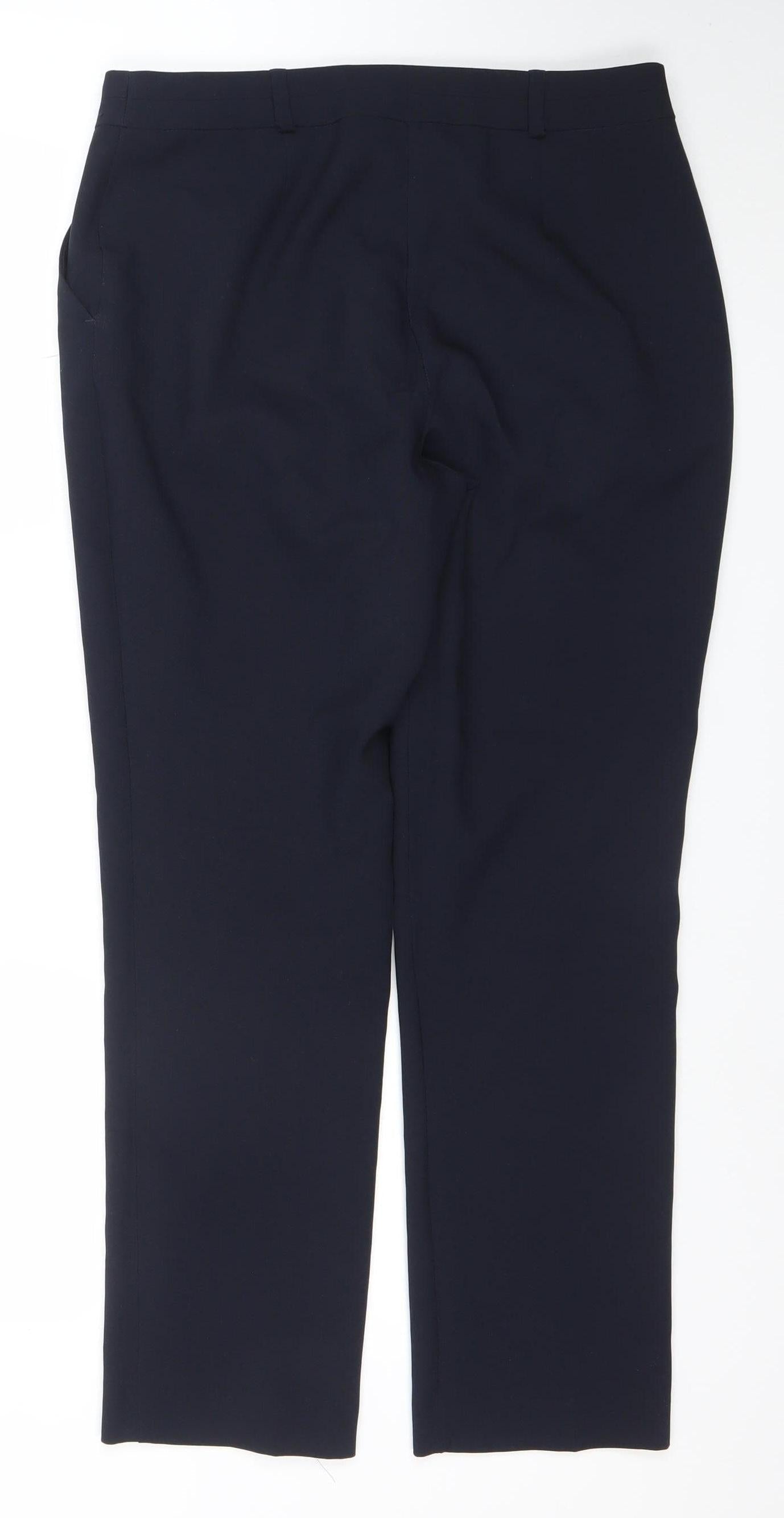 Womens UK Size 12 Dunnes Regular Fit Business Casual Workwear Blue Trousers