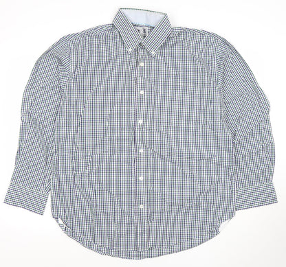 The Oxford Shirt Co. Men's Blue Check 16.5 Button-Down Cotton Shirt