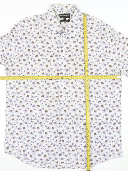 Marks and Spencer Autograph Men's Multicoloured Floral Cotton Long Sleeve Shirt 17.5