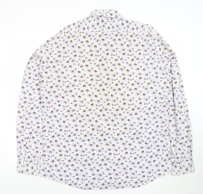 Marks and Spencer Autograph Men's Multicoloured Floral Cotton Long Sleeve Shirt 17.5
