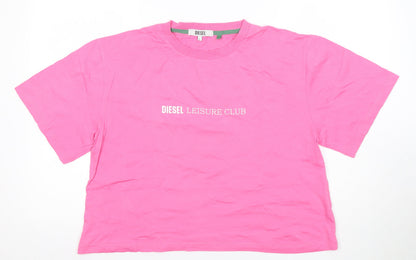 Womens UK Size L Diesel Pink Basic T-Shirt