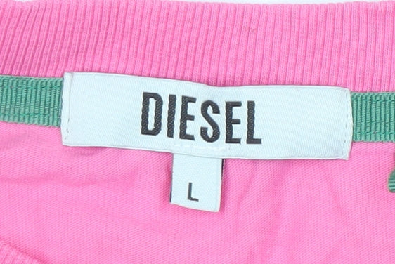 Womens UK Size L Diesel Pink Basic T-Shirt