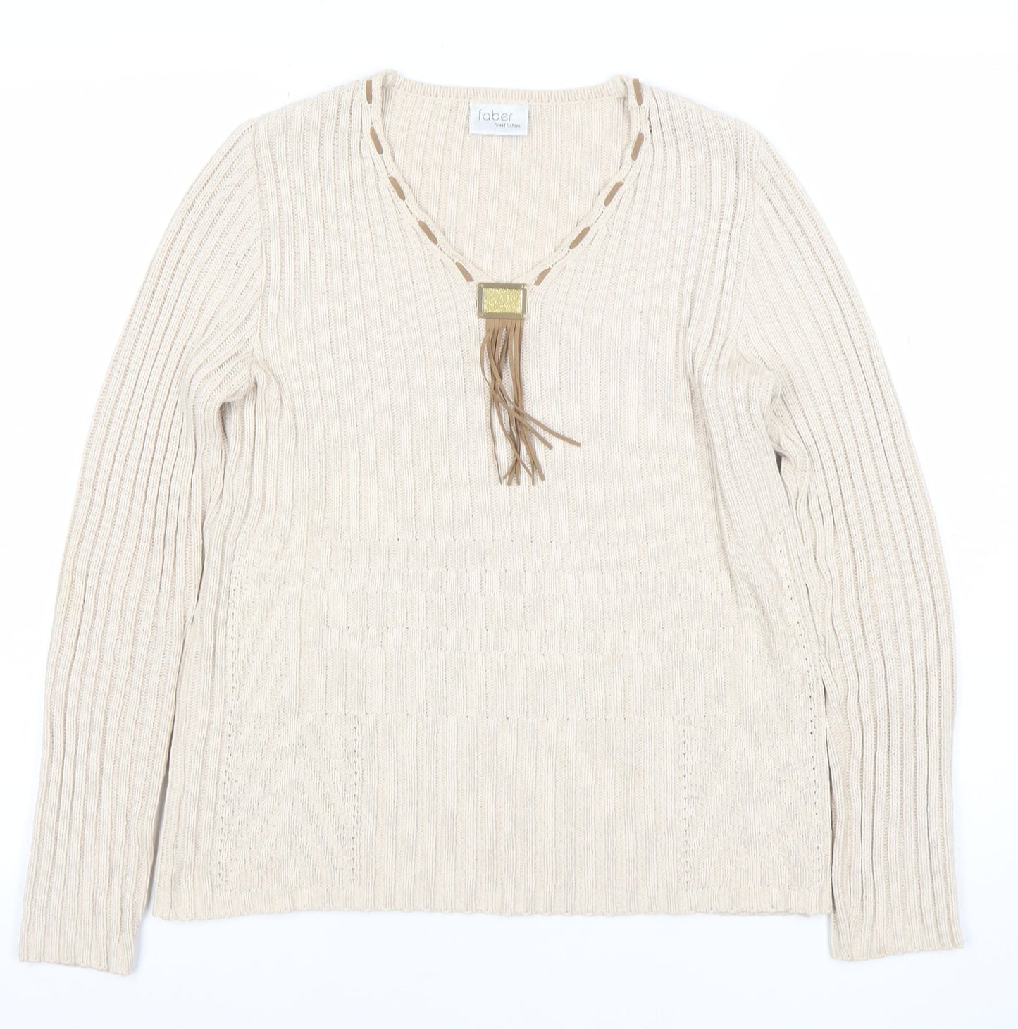 Womens UK Size 10 Faber Beige Pullover Jumper