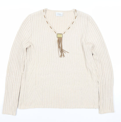 Womens UK Size 10 Faber Beige Pullover Jumper