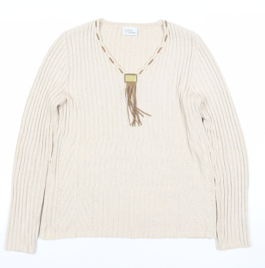 Womens UK Size 10 Faber Beige Pullover Jumper