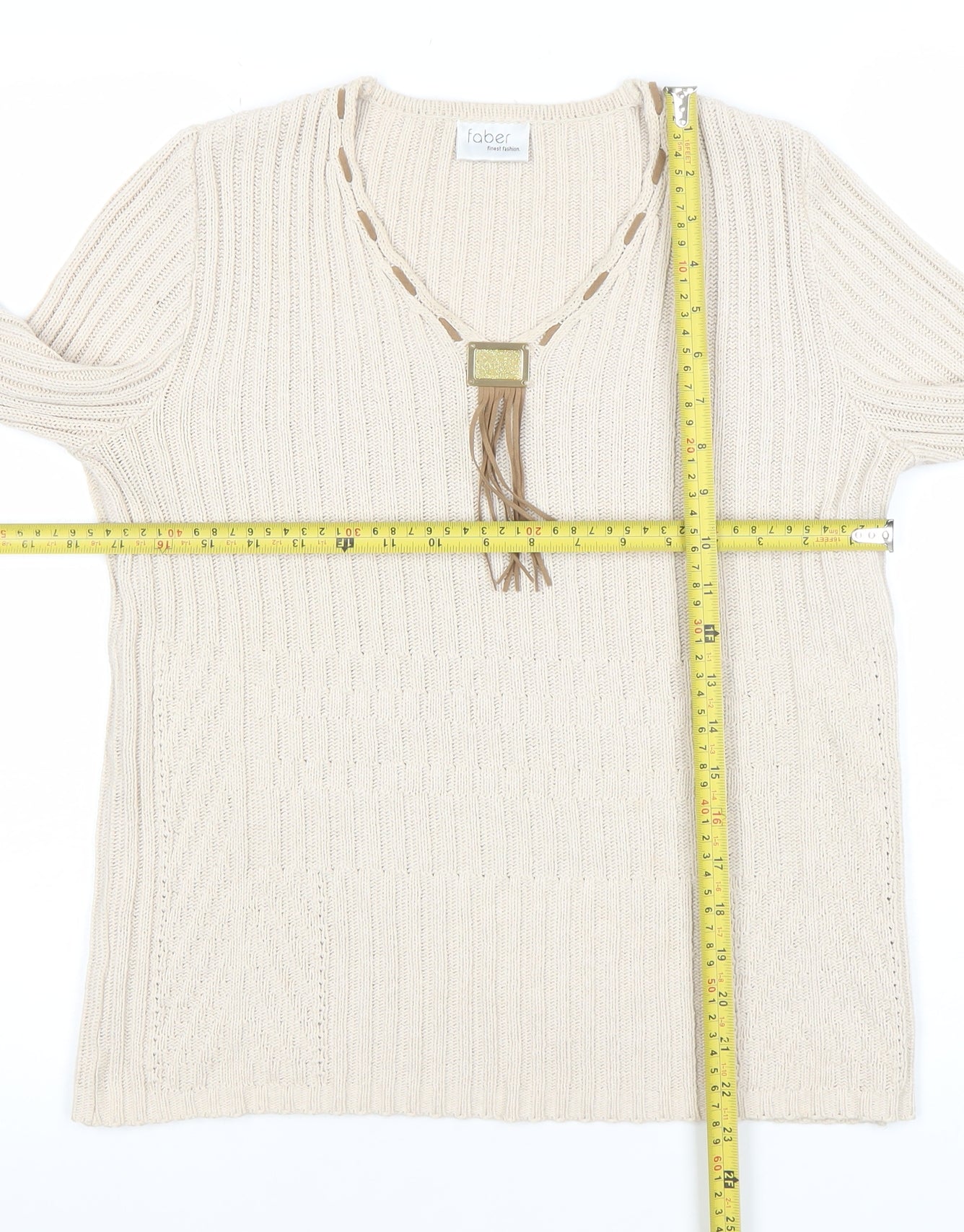 Womens UK Size 10 Faber Beige Pullover Jumper