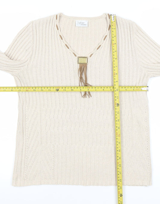 Womens UK Size 10 Faber Beige Pullover Jumper