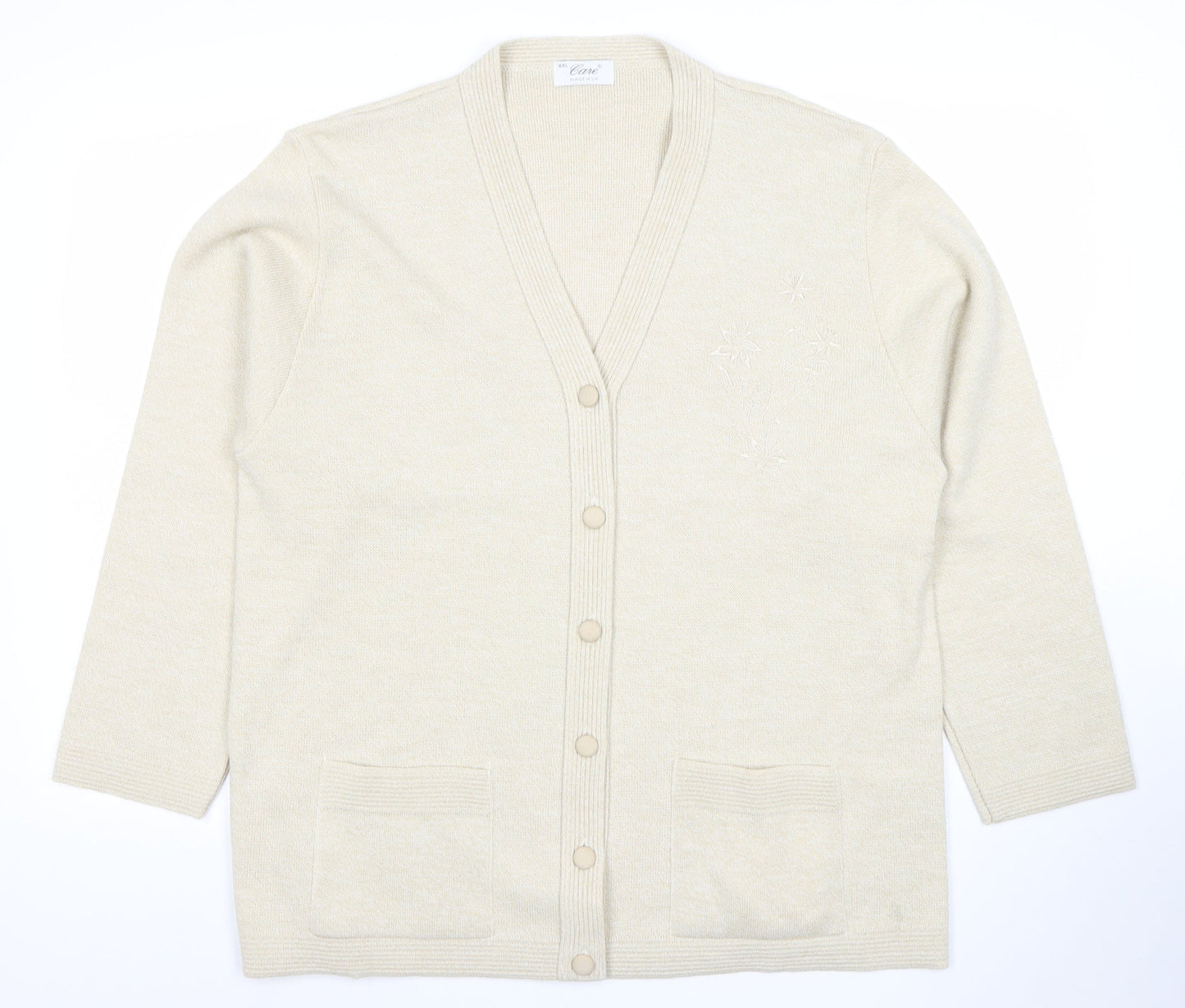 Womens UK Size 2XL Care Beige Cardigan Jumper