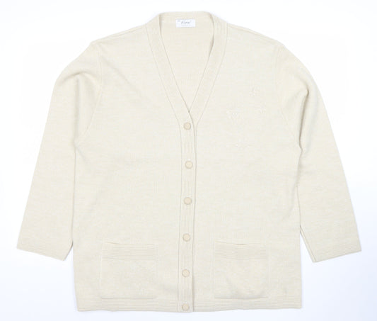 Womens UK Size 2XL Care Beige Cardigan Jumper