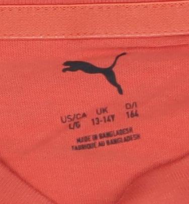 Boys UK Size 13-14 Years PUMA Orange Basic Pullover T-Shirt