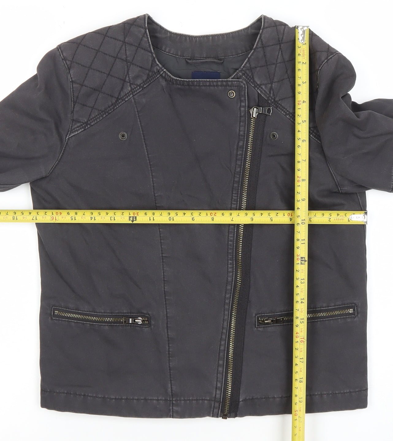Womens UK Size 8 Gap Black Biker Coat