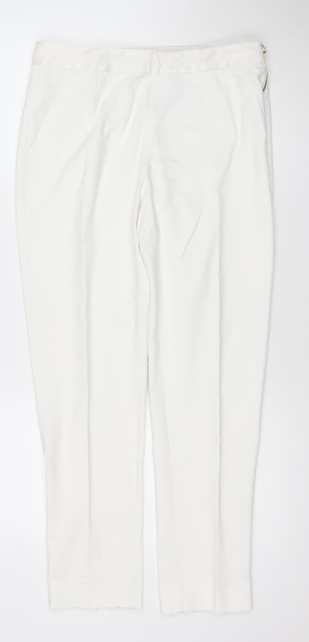 Womens UK Size 12 Coast Slim Fit Business Formal Workwear Ivory Trousers
