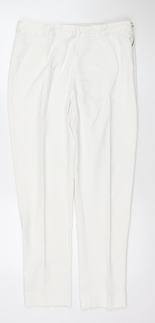 Womens UK Size 12 Coast Slim Fit Business Formal Workwear Ivory Trousers