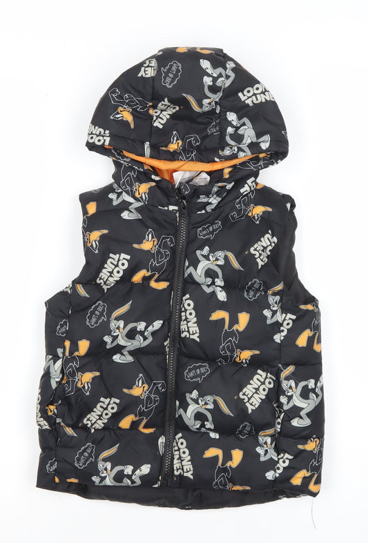 Boys UK Size 5 Years Looney Tunes Black Puffer Jacket