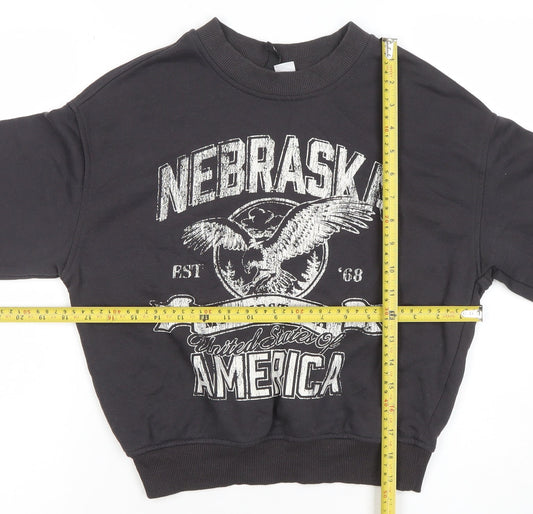 Womens UK Size 2XS H&M Divided Black Pullover Sweatshirt