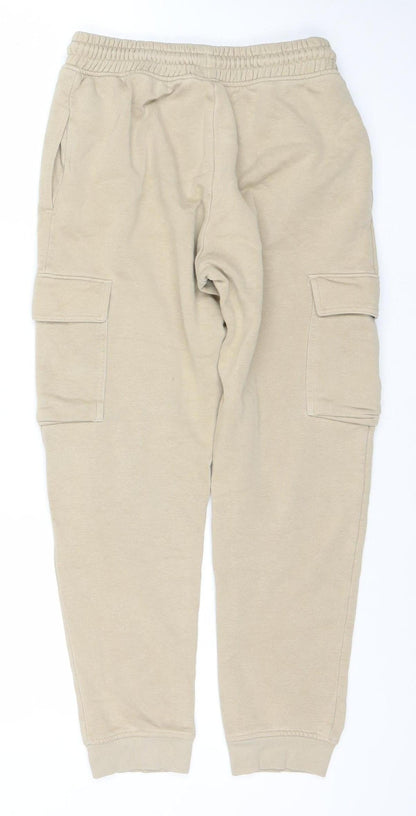 NEXT Boys Beige Jogger Trousers 12 Years Cotton Blend Fleece Casual