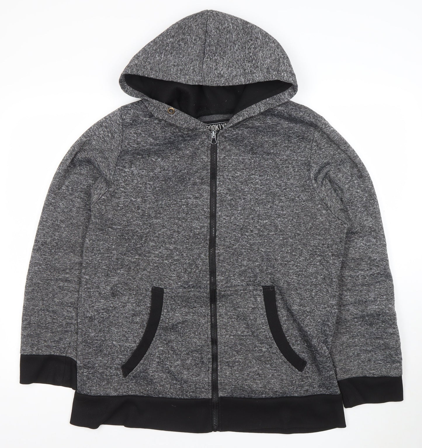 Mens UK Size L BROOKLYN XPRESS Grey Full Zip Hoodie