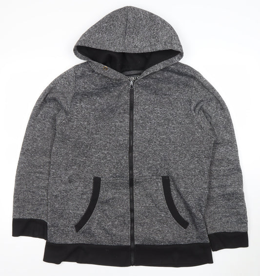 Mens UK Size L BROOKLYN XPRESS Grey Full Zip Hoodie