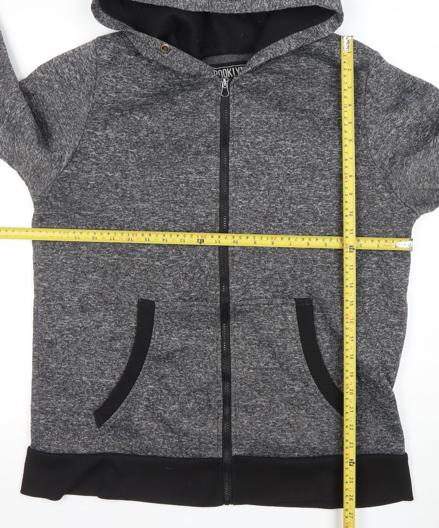 Mens UK Size L BROOKLYN XPRESS Grey Full Zip Hoodie
