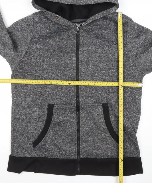 Mens UK Size L BROOKLYN XPRESS Grey Full Zip Hoodie