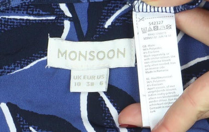 Womens UK Size 10 Monsoon Blue Wrap Blouse