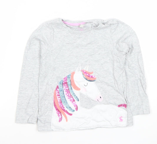 Girls UK Size 5 Years Joules Grey Basic T-Shirt