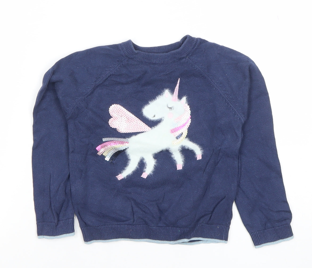 Girls UK Size 4-5 Years Marks and Spencer Blue Pullover Jumper