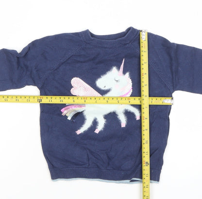 Girls UK Size 4-5 Years Marks and Spencer Blue Pullover Jumper