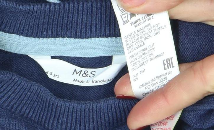Girls UK Size 4-5 Years Marks and Spencer Blue Pullover Jumper