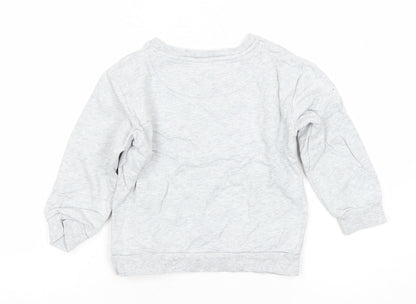 John Lewis Girls Grey Sequin Heart Pullover Sweatshirt 4 Years
