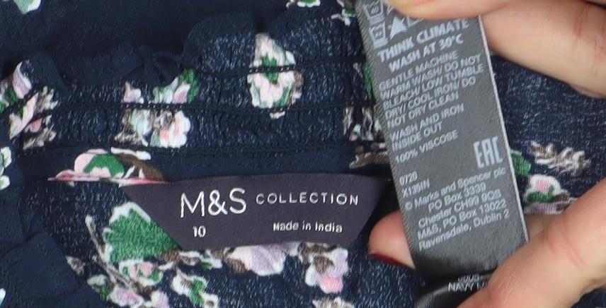 Womens UK Size 10 Marks and Spencer Blue Tunic Blouse