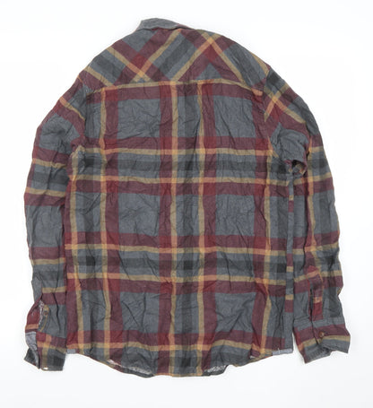 Brave Soul Men's Multicoloured Check Long Sleeve Cotton Shirt S