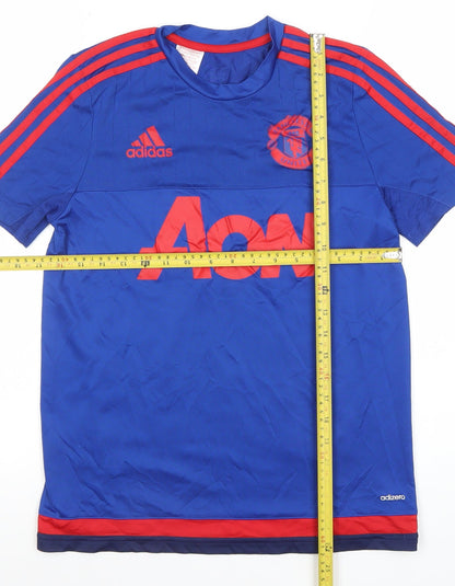 Adidas Boys Blue Manchester United ClimaCool Football Jersey 13-14 Years