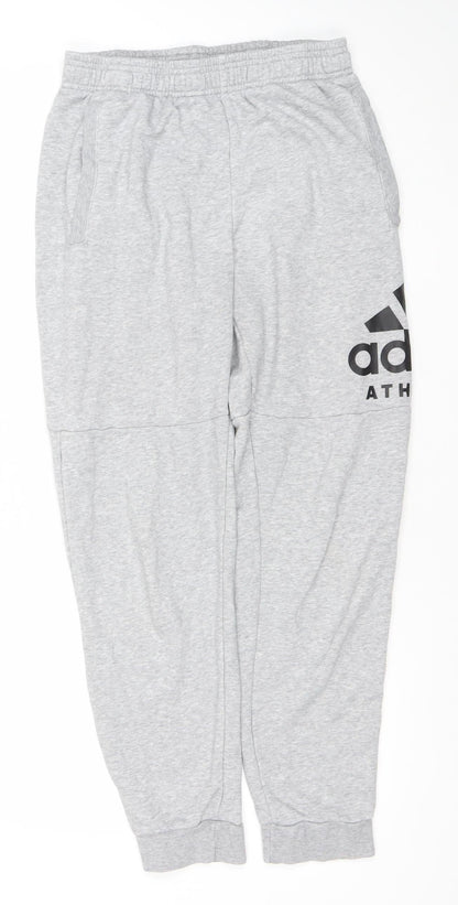 adidas Men’s Grey Jogger Sweatpants S Regular Fit Cotton Blend