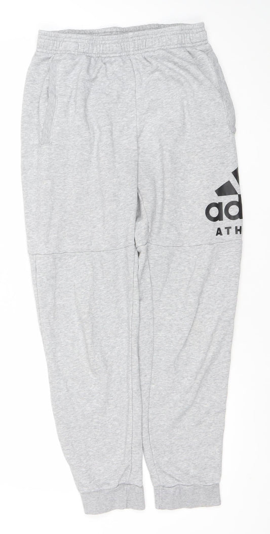 adidas Men’s Grey Jogger Sweatpants S Regular Fit Cotton Blend