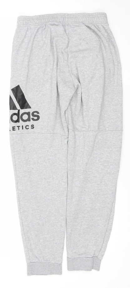 adidas Men’s Grey Jogger Sweatpants S Regular Fit Cotton Blend