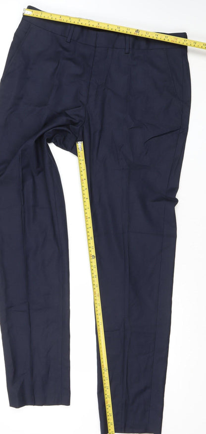 Mens UK Size L Selected Homme Regular Fit Dress Pants Blue Trousers