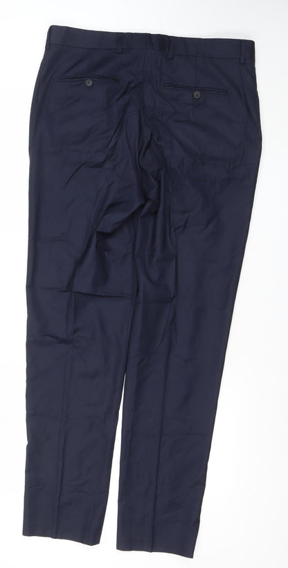 Mens UK Size L Selected Homme Regular Fit Dress Pants Blue Trousers