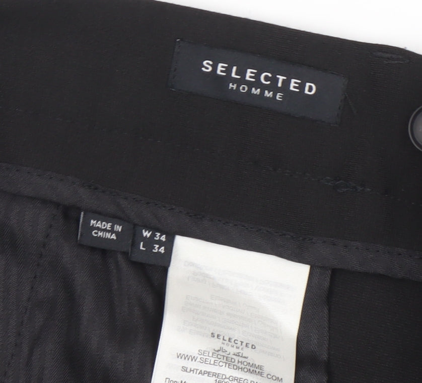 Mens UK Size L Selected Homme Slim Fit Business Formal Workwear Black Trousers