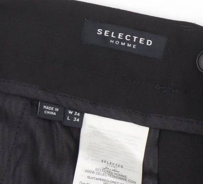 Mens UK Size L Selected Homme Slim Fit Business Formal Workwear Black Trousers