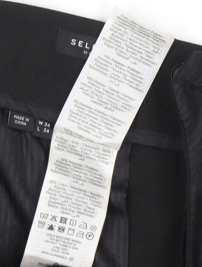 Mens UK Size L Selected Homme Slim Fit Business Formal Workwear Black Trousers